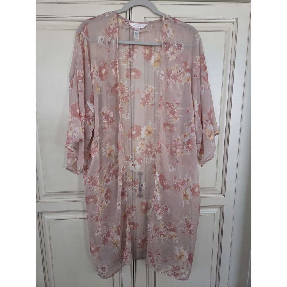Lauren Conrad Pink Floral Kimono Women's Os Cottagecore Fairy Romantic